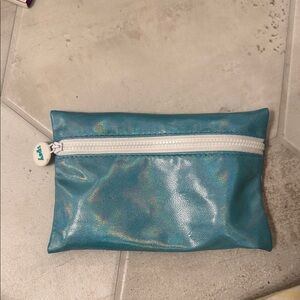 Teal Iridescent Cosmetic Pouch with White Zipper - Ipsy